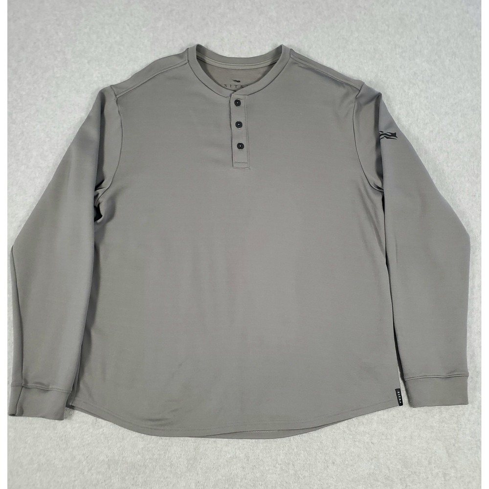 SITKA Gear Provision Henley Shirt Men's XL Gray Long Sleeve Everyday Wool Blend